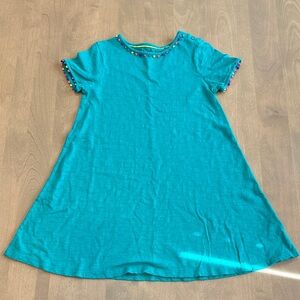 Mini Boden Teal Top with Multicolor Trim